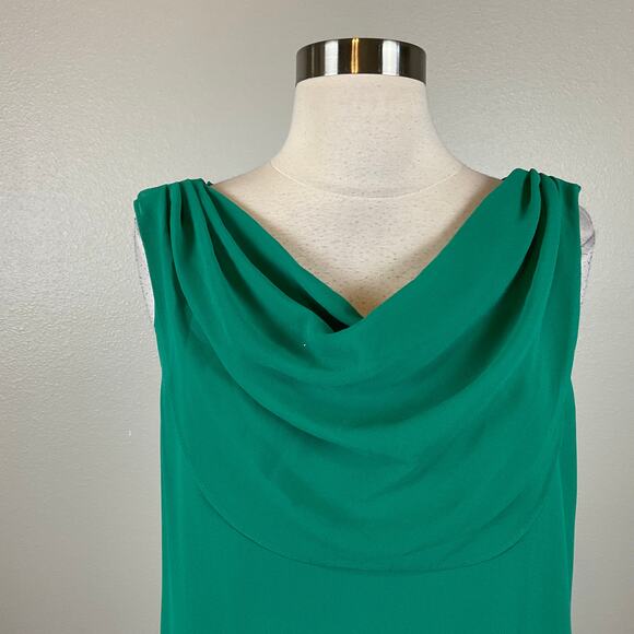 Vince Camuto Chiffon Sleeveless Cut Out Back Shift Dress Colorful Green Size 14 - Picture 6 of 10